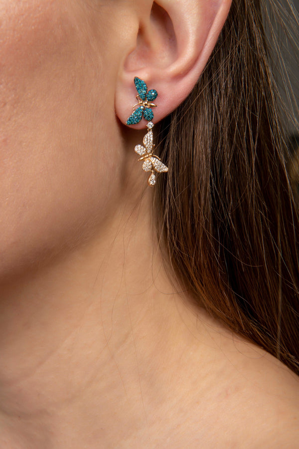 Blue Short Flutter Earrings