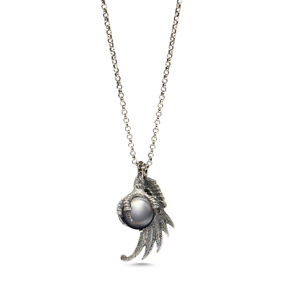 Claw Pearl & Wing Necklace