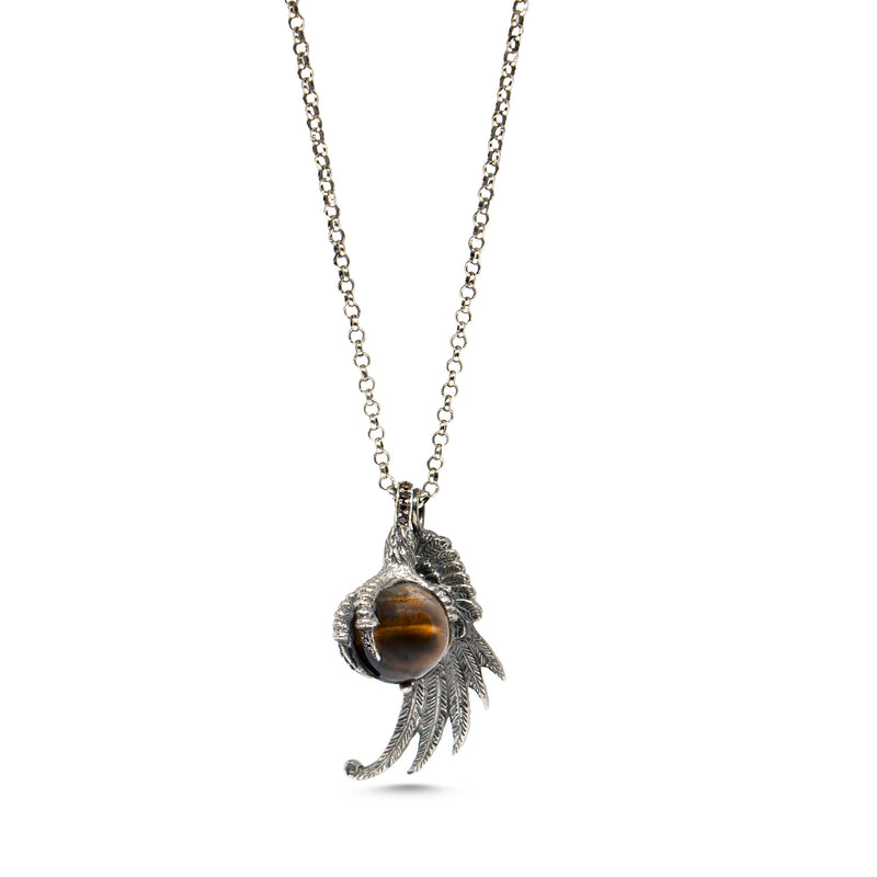 Claw Tiger Eye & Wing Necklace
