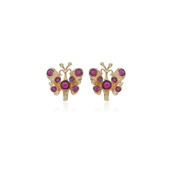 Pink Polka Butterfly Earrings